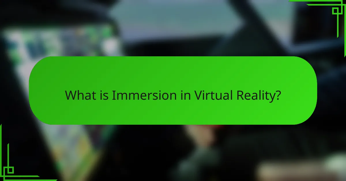 What is Immersion in Virtual Reality?
